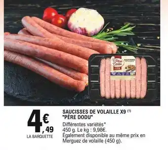 E.Leclerc Saucisses de volaille x9 offre