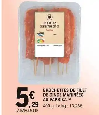 E.Leclerc Brochettes de filet de dinde marinées au paprika offre