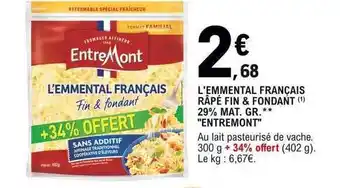 E.Leclerc L'emmental français râpé fin & fondant 29% mat. gr. offre