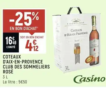 Spar Coteaux d’aix-en-provence club des sommeliers rosé offre