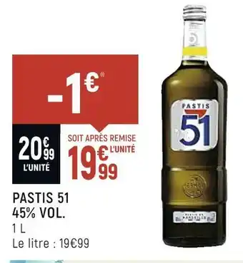 Spar Pastis 51 pastis 51 45% vol. offre
