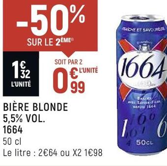 Spar 1664 bière blonde 5,5% vol. offre