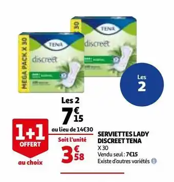 Auchan Serviettes lady discreet tena offre