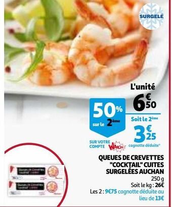 Auchan Queues de crevettes cocktail cuites surgelees auchan offre