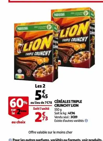 Auchan Céréales triple crunchy lion offre