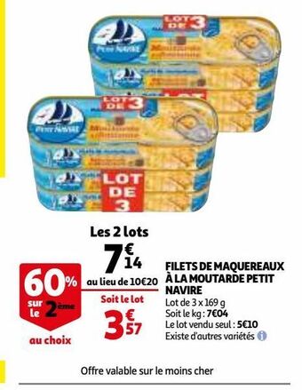 Auchan Filets de maquereaux a la moutarde petit navire offre