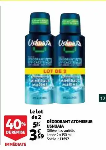 Auchan Supermarché Déodorant atomiseur ushuaïa offre