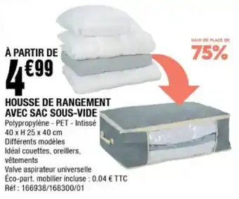 La Foir'Fouille Housse de rangement avec sac sous-vide offre