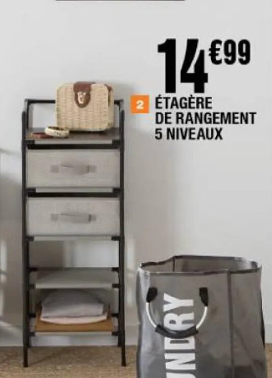 Promo Étagère de rangement 5 niveaux chez La Foir'Fouille