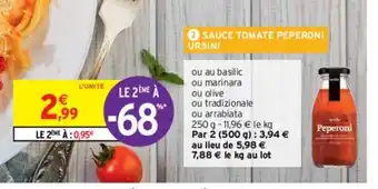 Intermarché Sauce tomate peperoni ursini offre