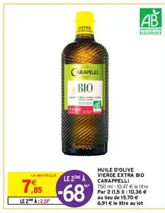 Intermarché Huile d'olive vierge extra bio carappelli offre