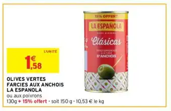 Olives vertes farcies aux anchois la espanola