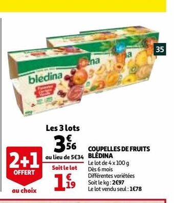 Auchan Coupelles de fruits blédina offre