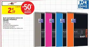 Intermarché Bloc easynotes 21x31,5 cm reliure integrale oxford offre