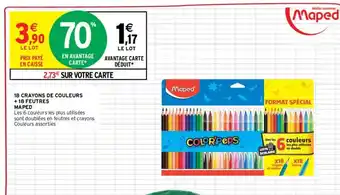 Intermarché 18 Crayons de couleurs + 18 feutres maped offre