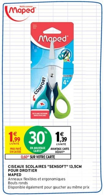 Intermarché Ciseaux Scolaires "Sensoft" 13,5cm pour droitier maped offre
