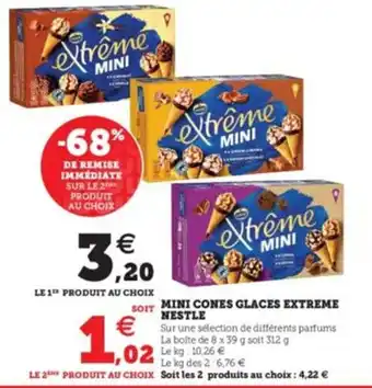 Hyper U Mini Cones glaces extreme nestle offre
