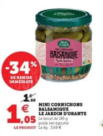 Hyper U Mini Cornichons Balsamique le Jardin D'Orante offre