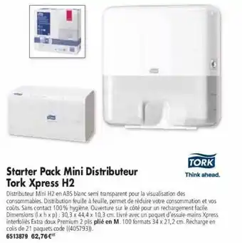 Plein ciel Starter pack mini distributeur tork xpress h2 offre