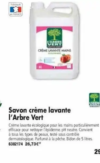 Plein ciel Savon crème lavante l'arbre vert offre