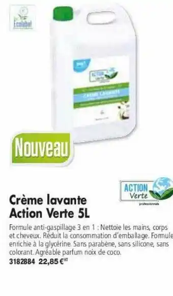 Plein ciel Crème lavante action verte 5l offre