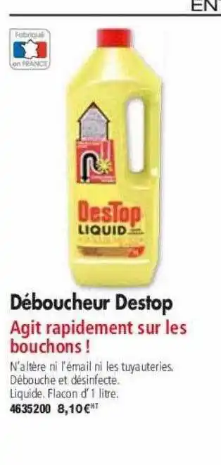 Plein ciel Déboucheur destop offre