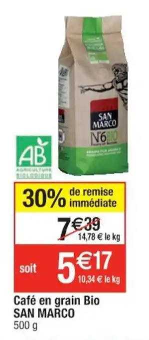 Cora x Carrefour SAN MARCO café en grain bio offre