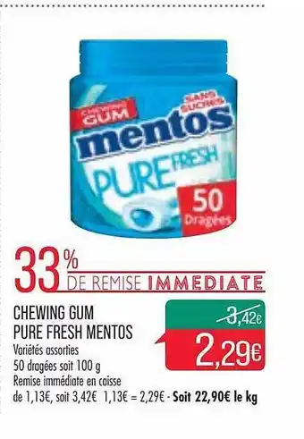 Match Chewing gum pure fresh mentos offre