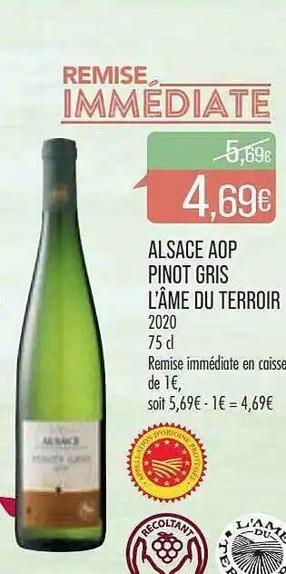 Match Alsace aop pinot gris l'âme du terroir offre