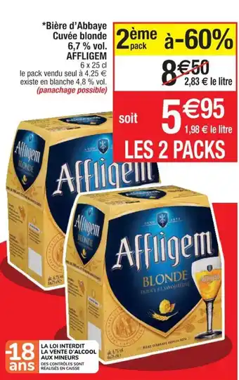 Cora x Carrefour AFFLIGEM bière d'abbaye cuvée blonde 6,7% vol. offre