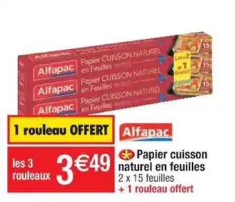 Cora x Carrefour ALFAPAC papier cuisson naturel en feuilles offre