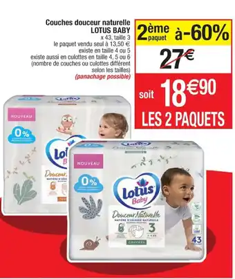 Cora x Carrefour LOTUS BABY couches douceur naturelle offre