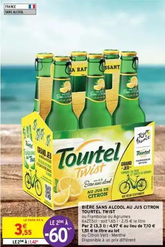 Intermarché TOURTEL TWIST bière sans alcool au jus citron offre