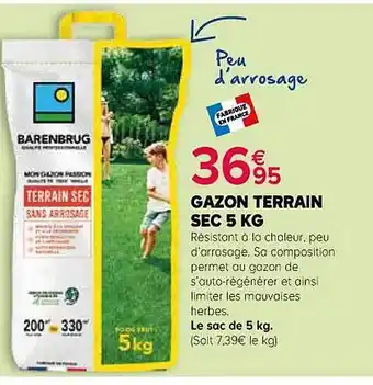 Kiriel Gazon terrain sec 5 kg offre