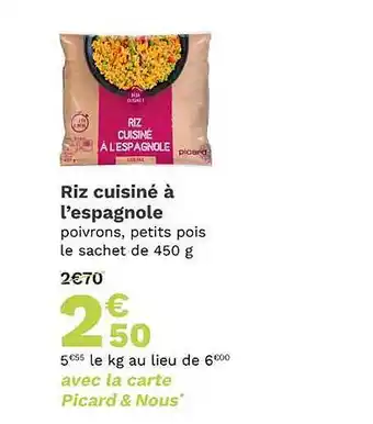 Picard Riz cuisiné à l'espagnole offre