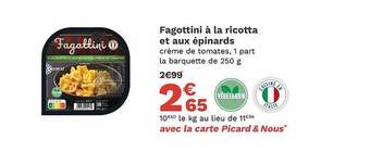 Picard Fagottini à la ricotta et aux épinards offre