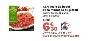 Picard Carpaccio de boeuf et sa marinade au pistou offre