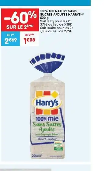 Leader Price 100% Mie Nature Sans Sucres Ajoutés Harrys offre