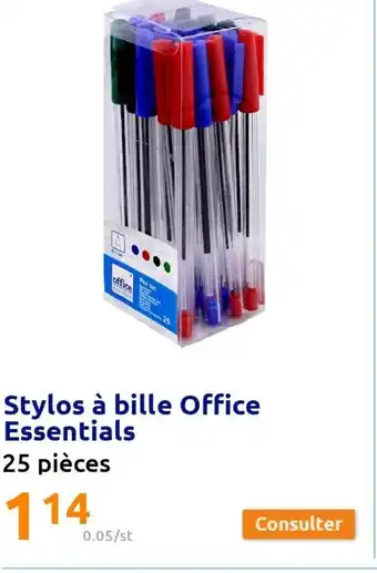 Action Stylos à Bille Office Essentials 25 Pièces offre