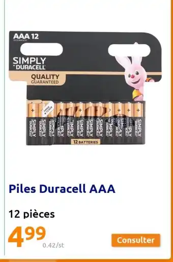 Action Piles Duracell AAA 12 Pièces offre
