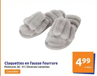 Action Claquettes En Fausse Fourrure offre