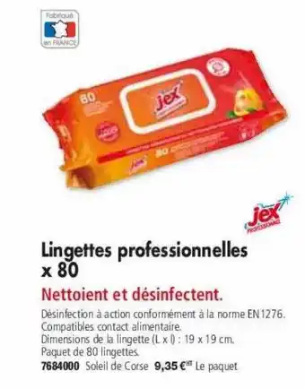 Plein ciel Lingettes professionnelles x80 jex offre