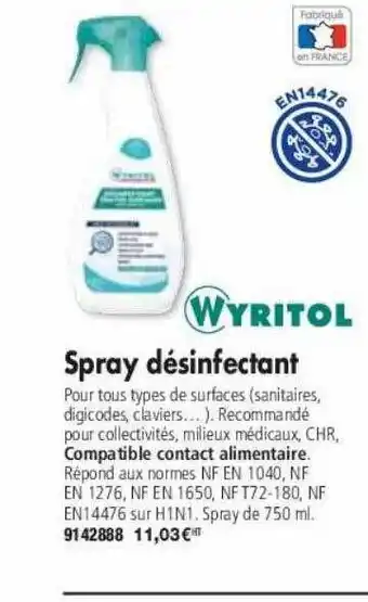 Plein ciel Spray désinfectant wyritol offre