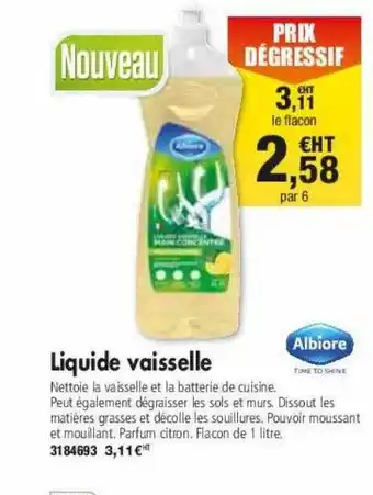 Plein ciel Liquide vaisselle albiore offre
