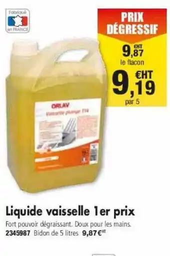 Plein ciel Liquide vaisselle 1er prix offre