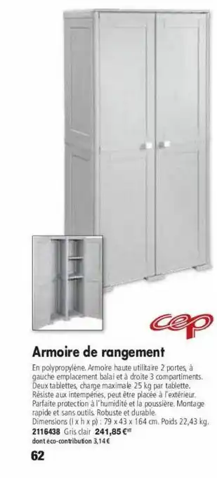 Plein ciel Armoire de rangement cep offre