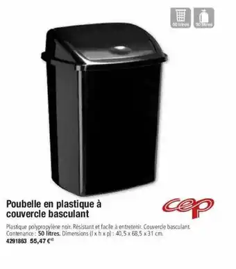 Plein ciel Poubelle en plastique à couvercle basculant offre