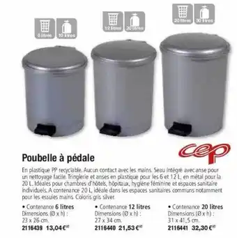 Plein ciel Poubelle à pédale offre