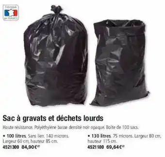 Plein ciel Sac à gravat et déchets lourds offre