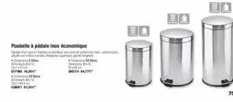 Plein ciel Poubelle à pédale inox économique offre